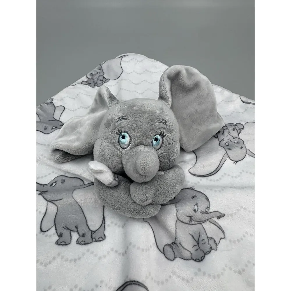 Disney Baby Dumbo Elephant Lovey Plush Security Blanket Gray White No Tag